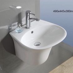 Chậu lavabo treo tường liền chân tròn KB-2803TTQ