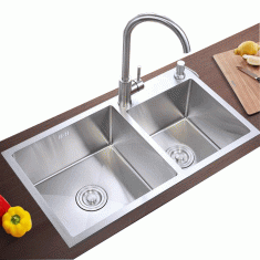 CHẬU RỬA BÁT INOX 2 HỐ LỆCH KB-8245L