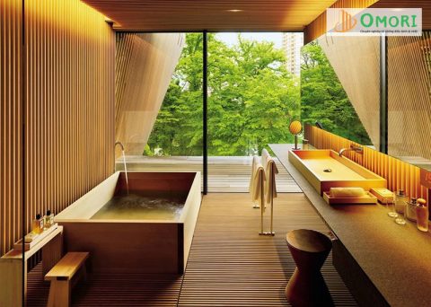 Phòng tắm với chất liệu gỗ được ưu tiên lựa chọn