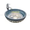 CHẬU RỬA MẶT GỐM VÂN HOA XANH MT-RS0003B