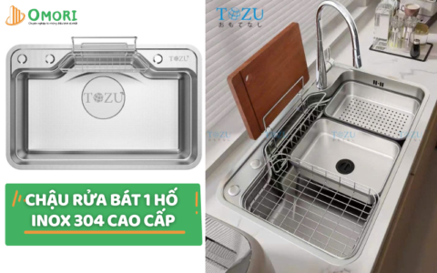 Chậu rửa bát 1 hố Inox 304 cao cấp, kích thước chuẩn năm 2026