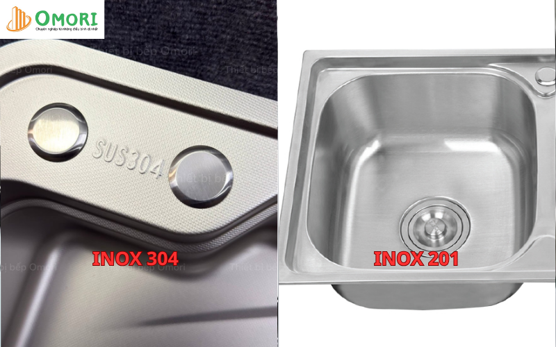 Chậu rửa bát Inox 304 và 201