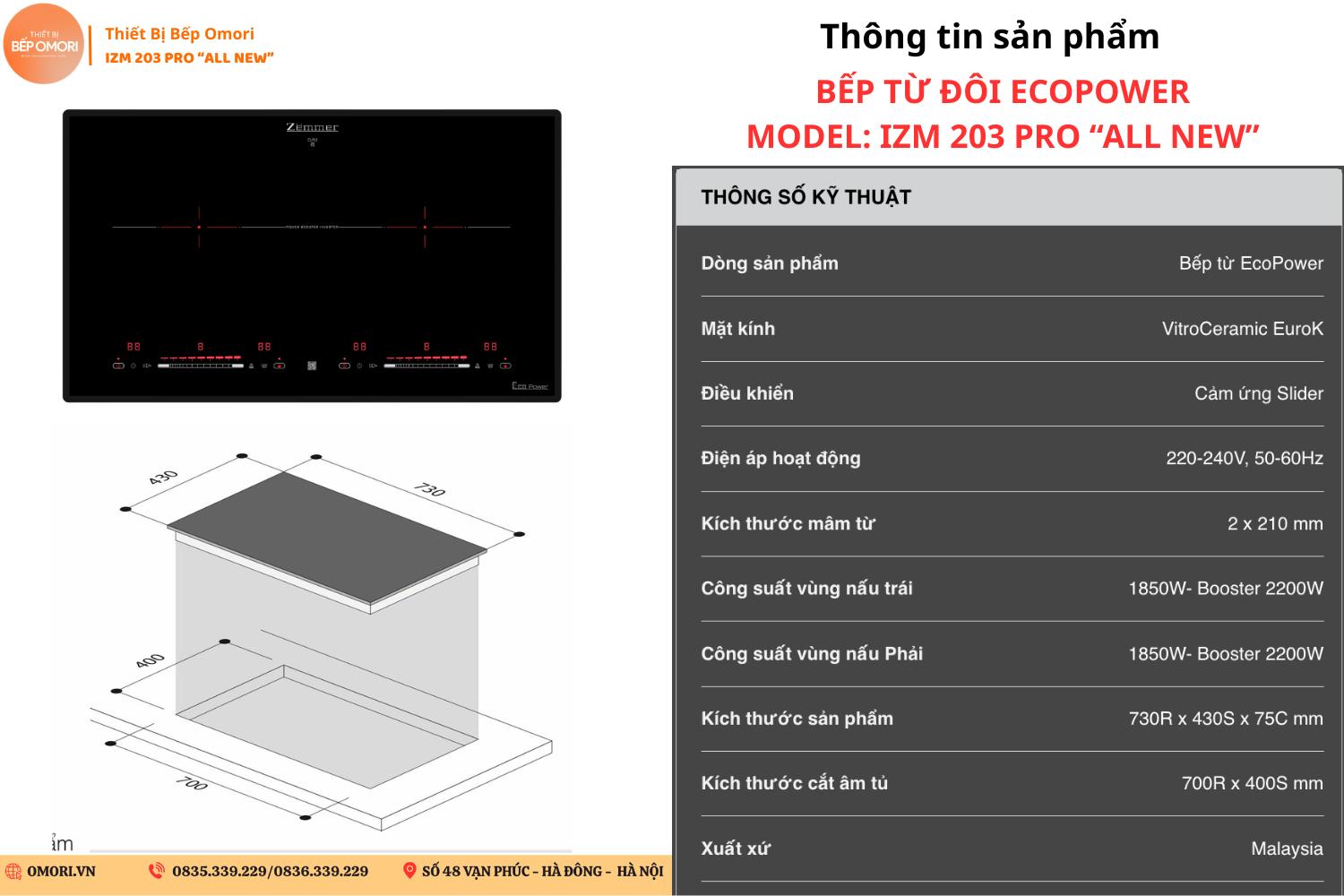 BẾP TỪ ĐÔI ZEMMER IZM 203 PRO “ALL NEW” - Ảnh 8